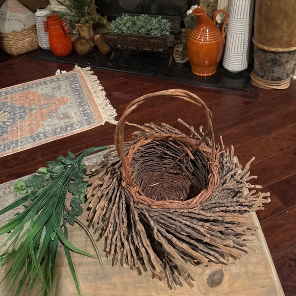 Vintage Handmade Rustic Bird's Nest Twig Decorative Basket - Picture 2 of 5
